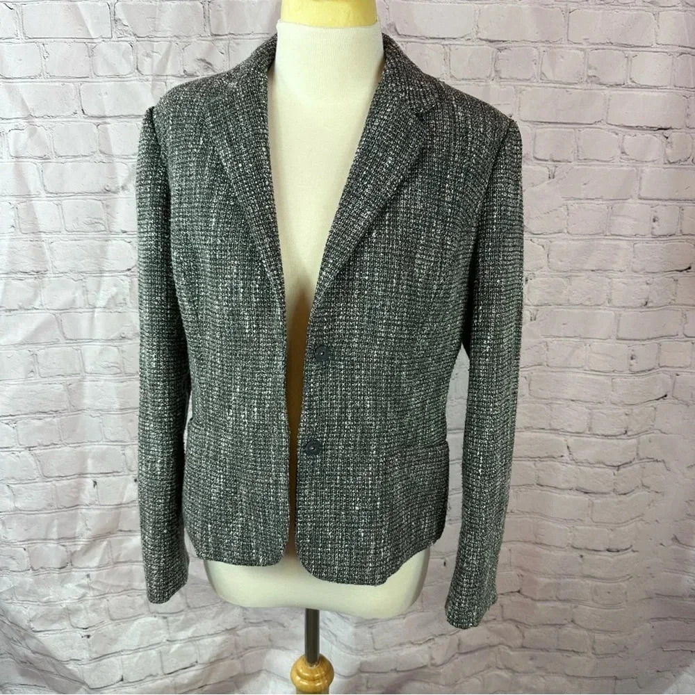 vintage coldwater creek blazer jacket wool blend neutral black white sz 8